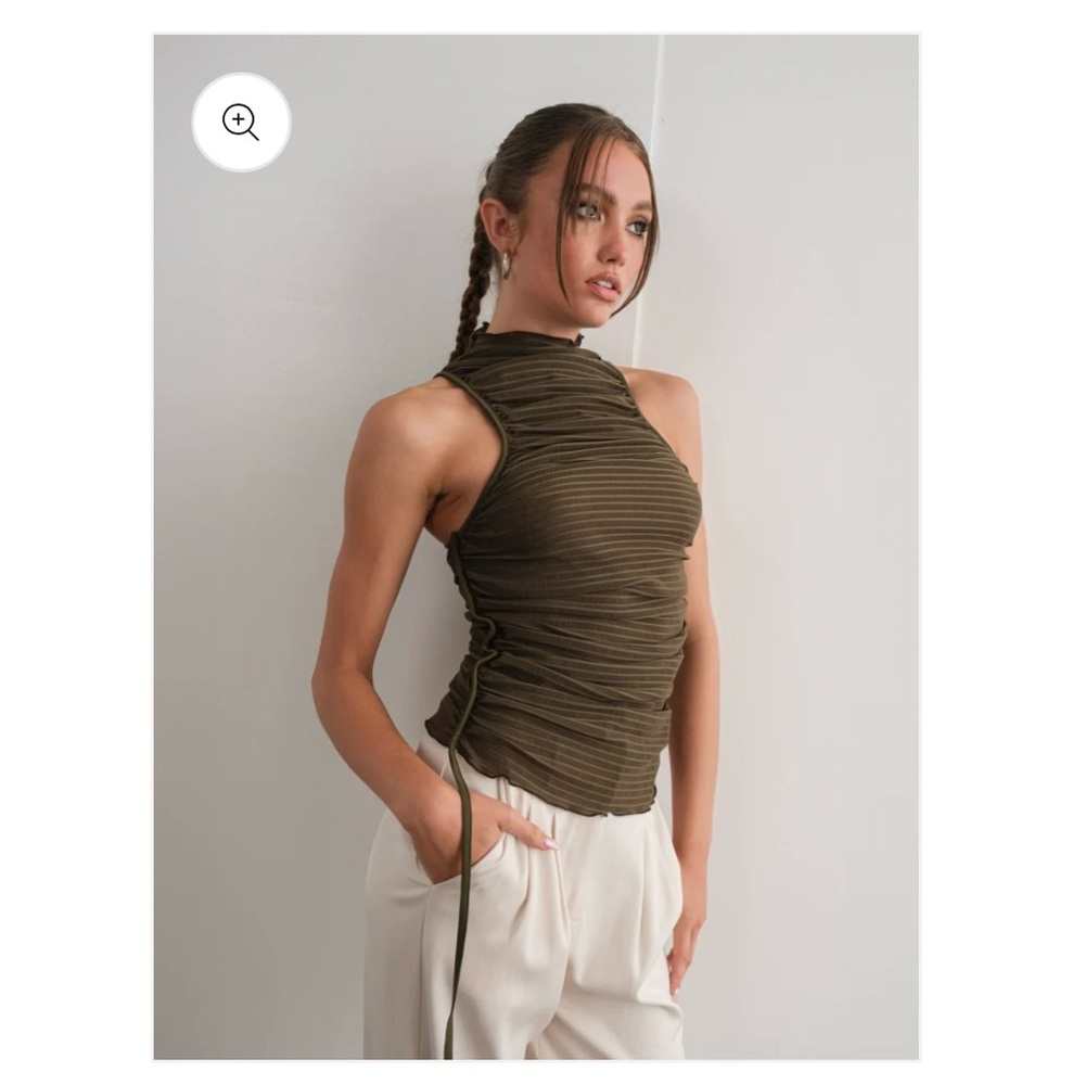 Olive Green high neck ruched tank